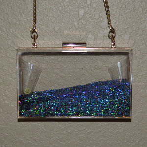 New Chloe Dao Clear Blue Glitter Crossbody Handbag